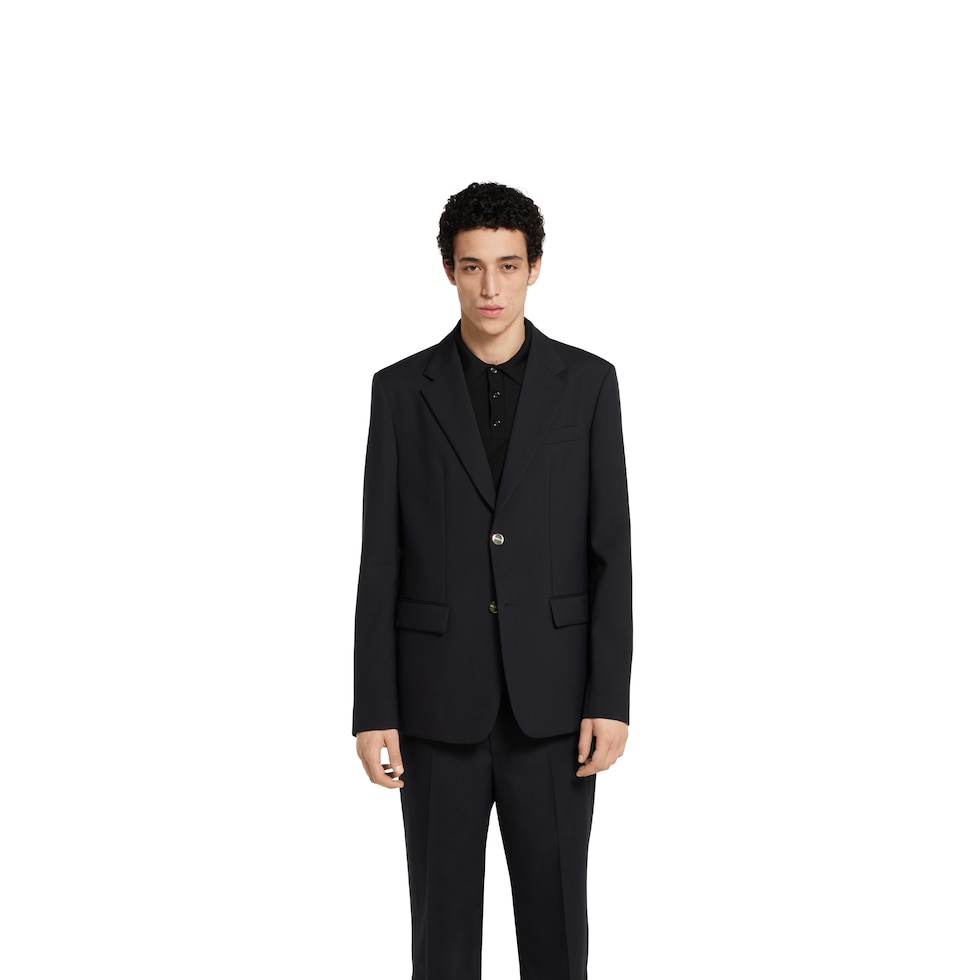 ジャケット Gucci Single-Breasted Wool Jacket Single-breasted wool jacket in dark blue | GUCCI® FI