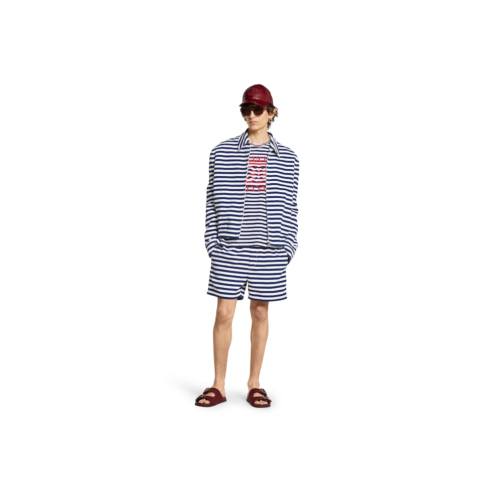 コットンジャージー プリント Tシャツブルー＆ホワイト | GUCCI公式