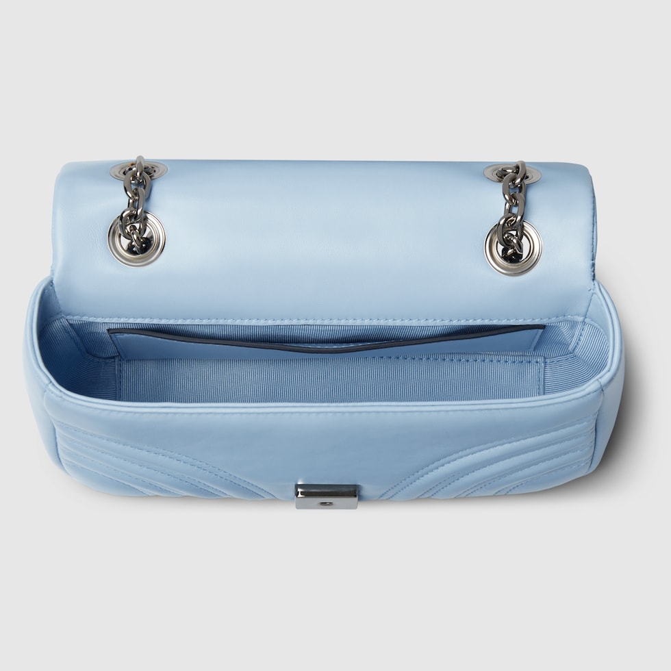 GG Marmont small shoulder bag in light blue leather | GUCCI® US