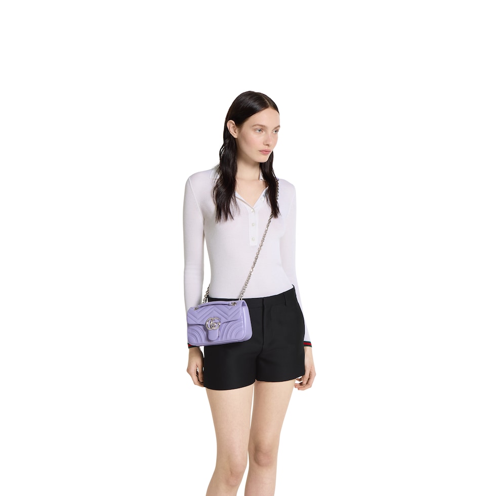 GG Marmont small shoulder bag in lilac leather | GUCCI® US