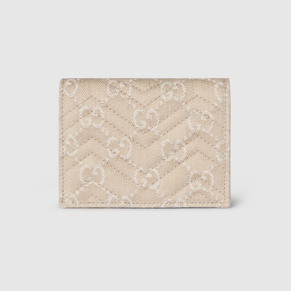 GG Marmont small wallet in taupe and white GG denim | GUCCI® US