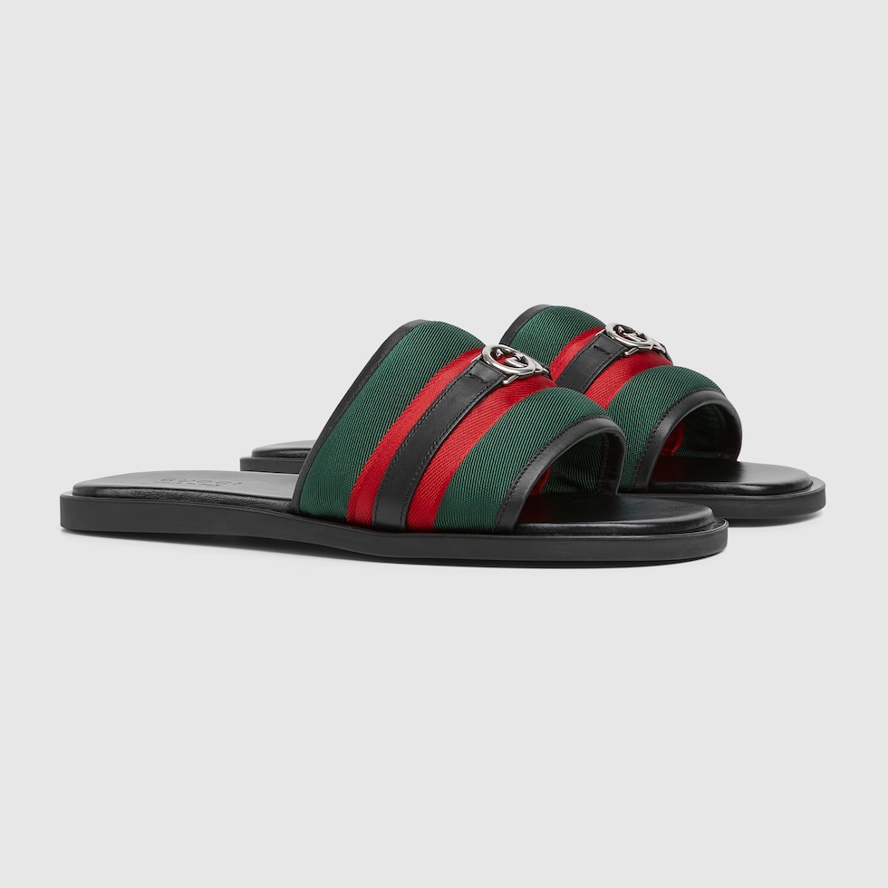 【関税込み】GUCCI Men's slide sandal 834941 AADUO 2140 Men's slide sandal in blue GG suede | GUCCI® GR