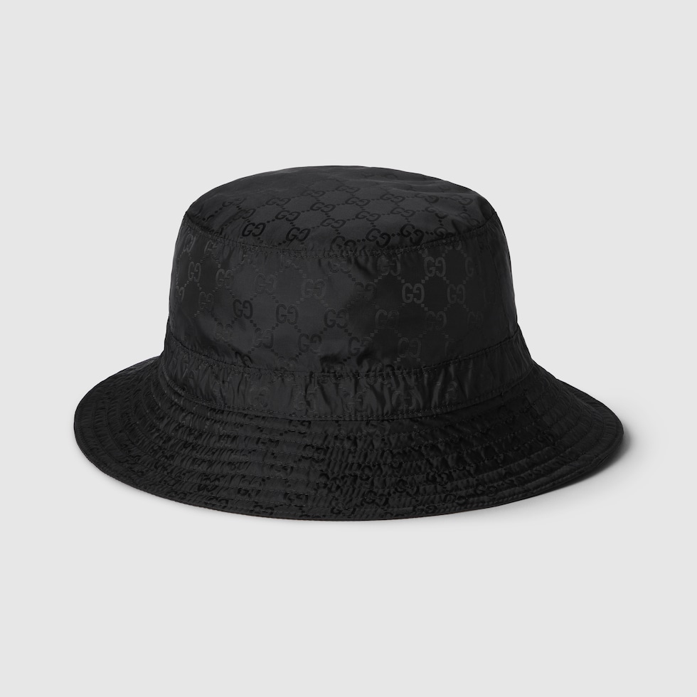 Reversible GG nylon bucket hat in black | GUCCI® US