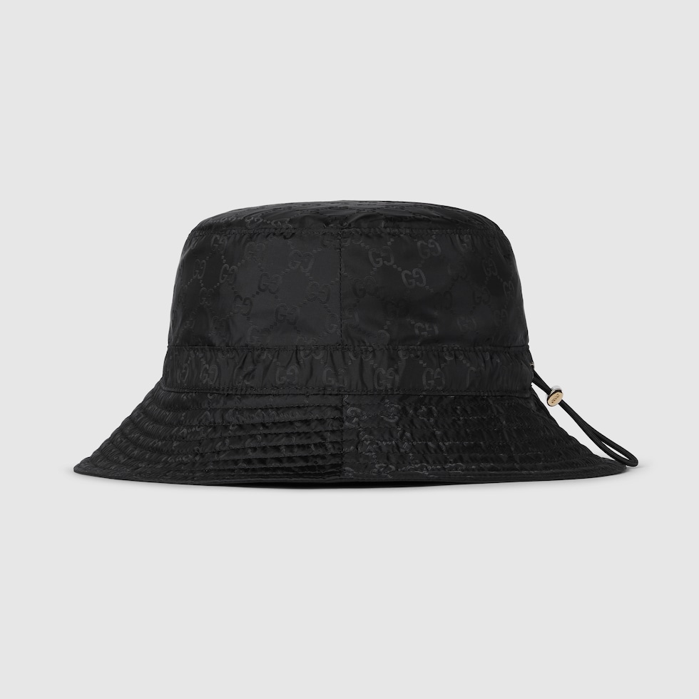 Reversible GG nylon bucket hat in black | GUCCI® US