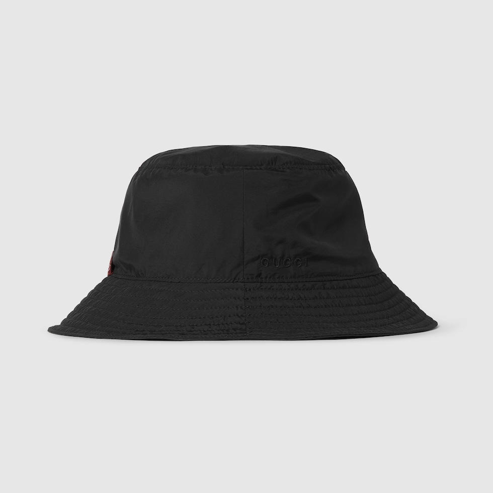Gucci バケットハット M 黒 GGパターン トリコロールリボン