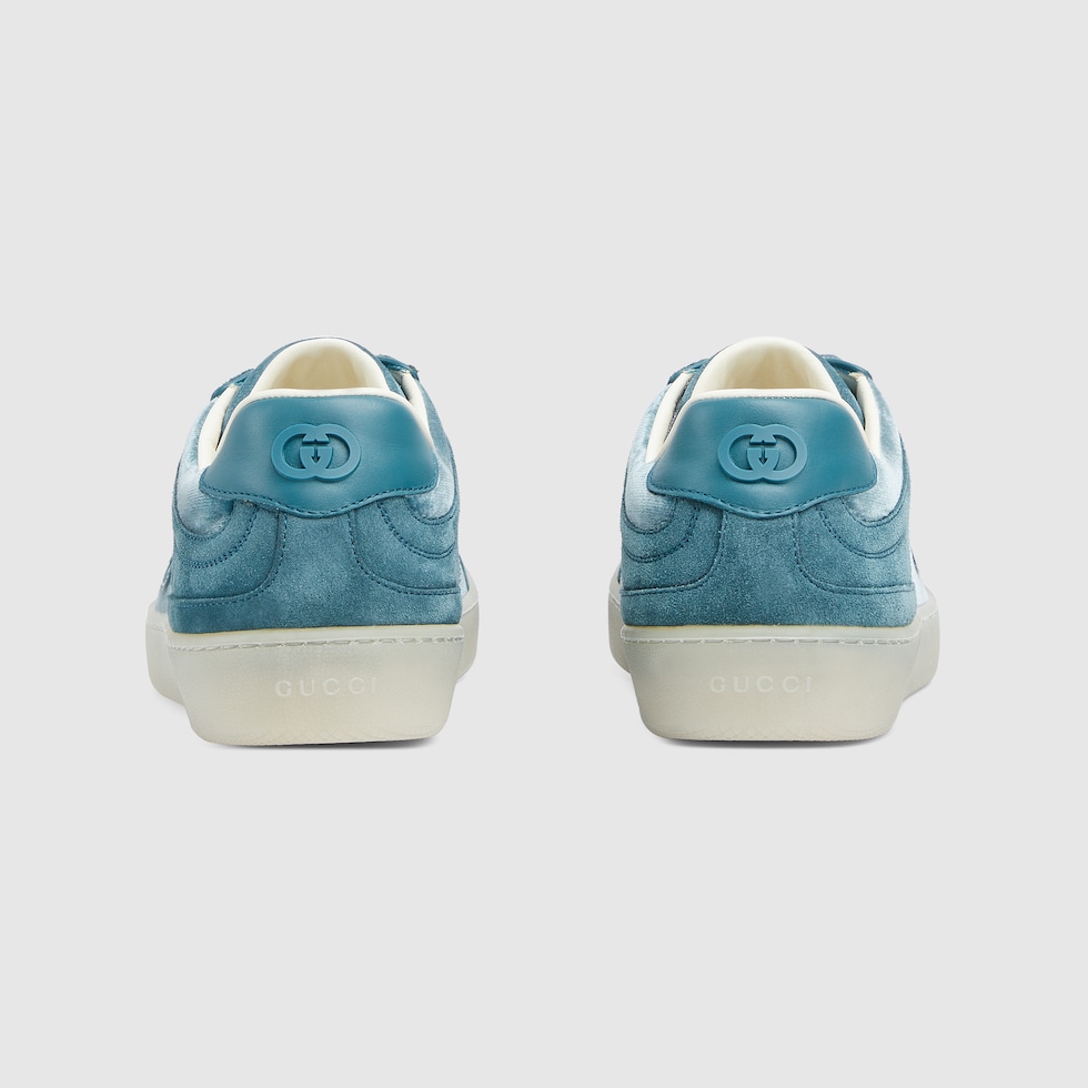 Women's G75 sneaker in dark teal velvet | GUCCI® US