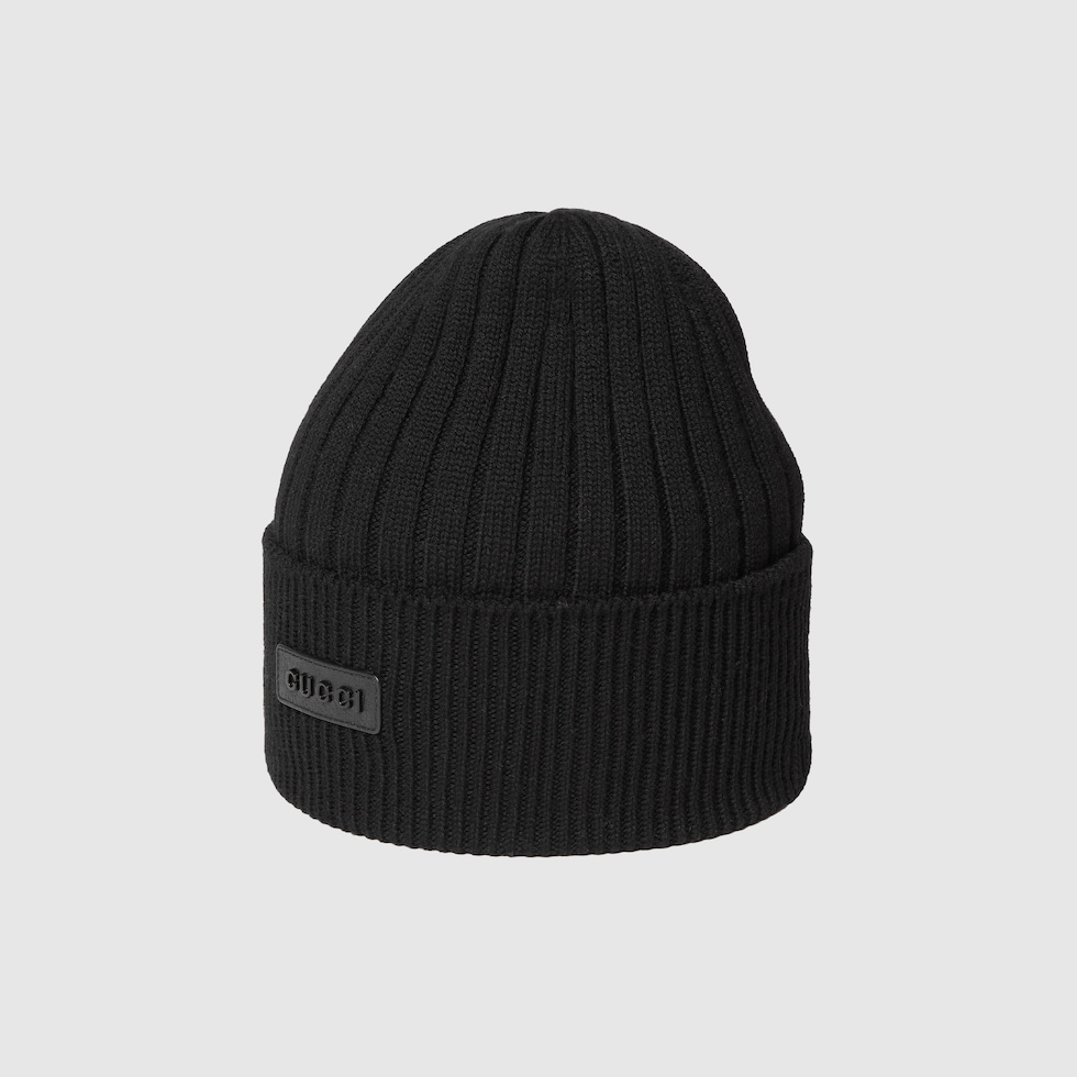 GUCCI ビーニー ブラック M Wool hat with logo in black | GUCCI® US