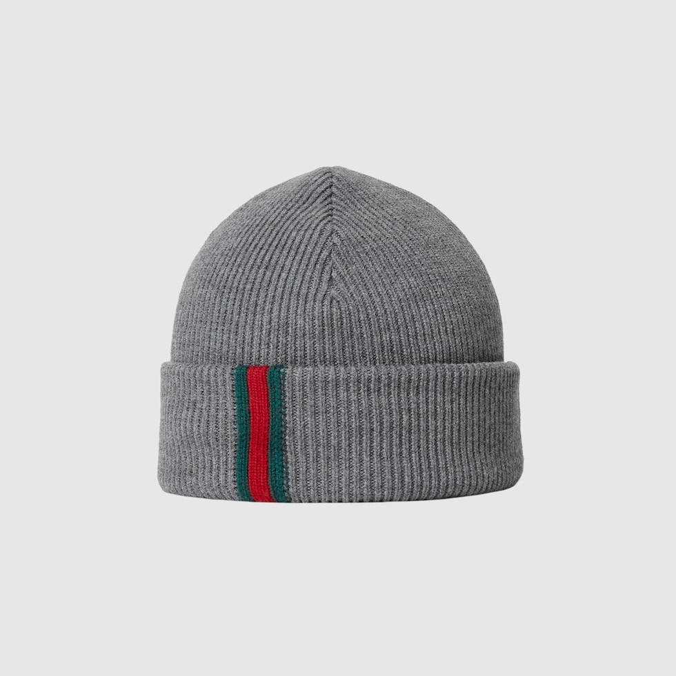 Wool hat with Web in grey | GUCCI® US