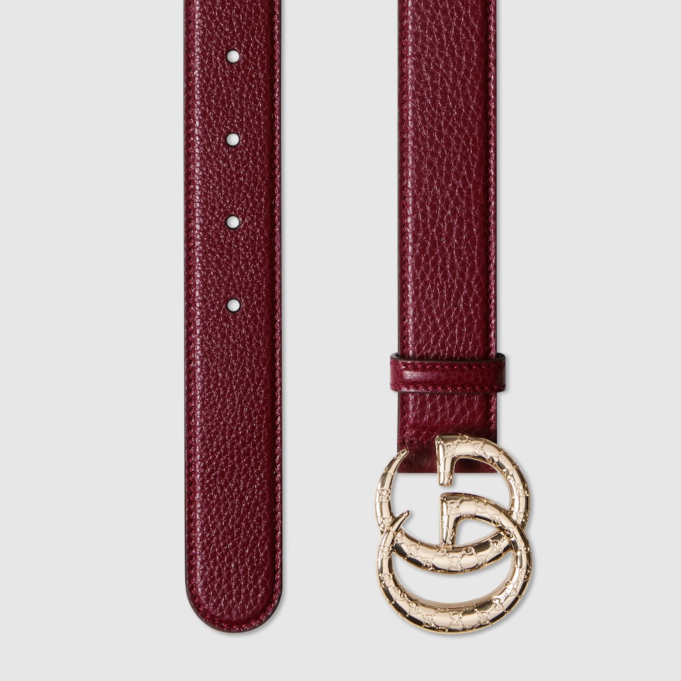 GG Marmont thin belt in Rosso Ancora red leather | GUCCI® US GG Marmont thin belt in Rosso Ancora red leather | GUCCI® US