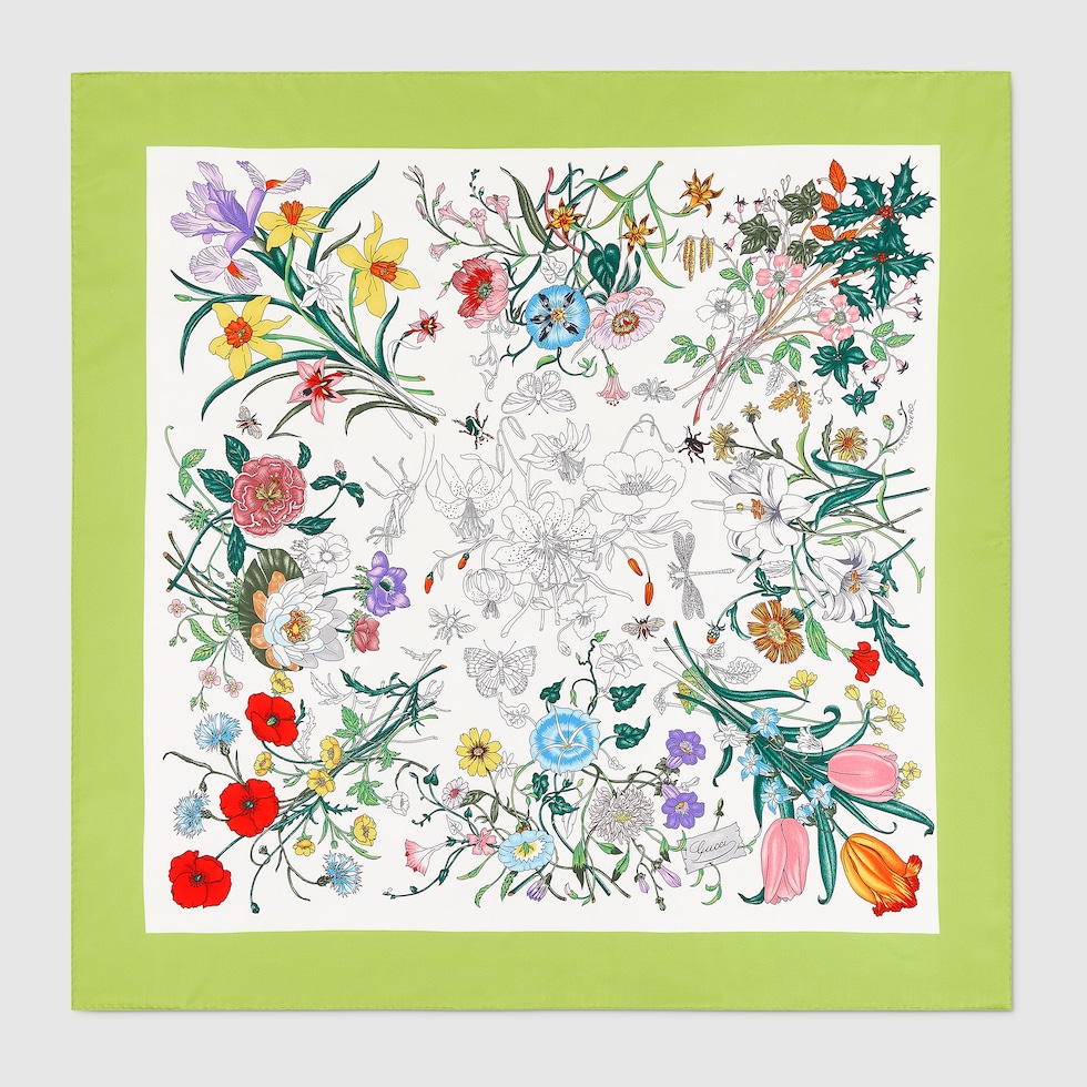 安い silk Printed carré US GUCCI® | green and white in 小物
