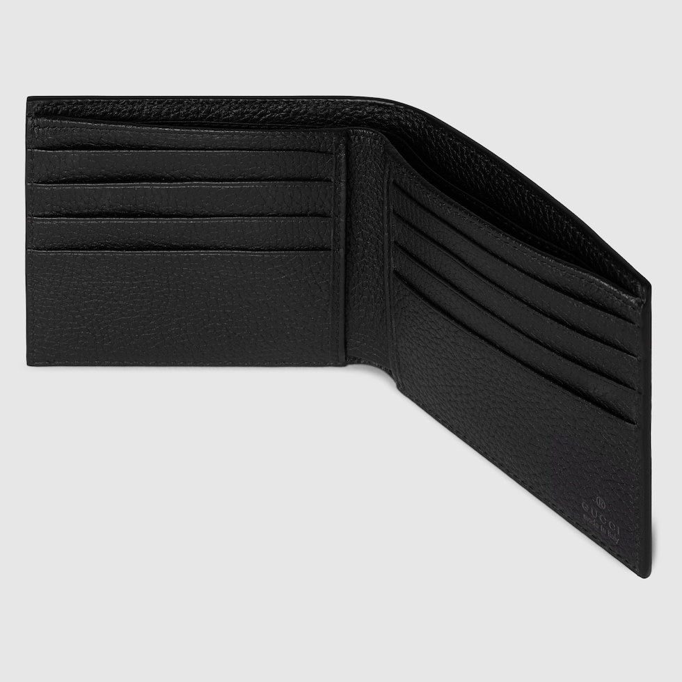 Bi-fold wallet with logo in black leather | GUCCI® CA