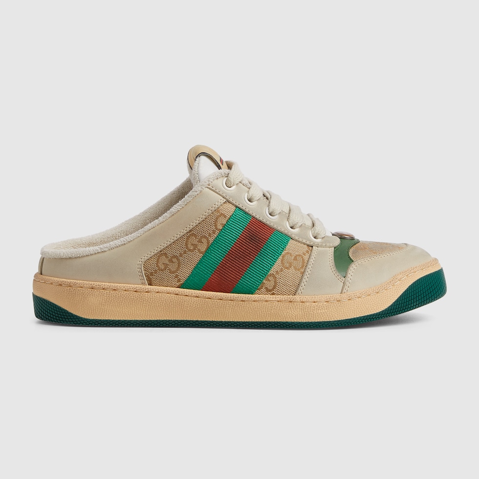 Women's Screener mule in beige leather | GUCCI® US