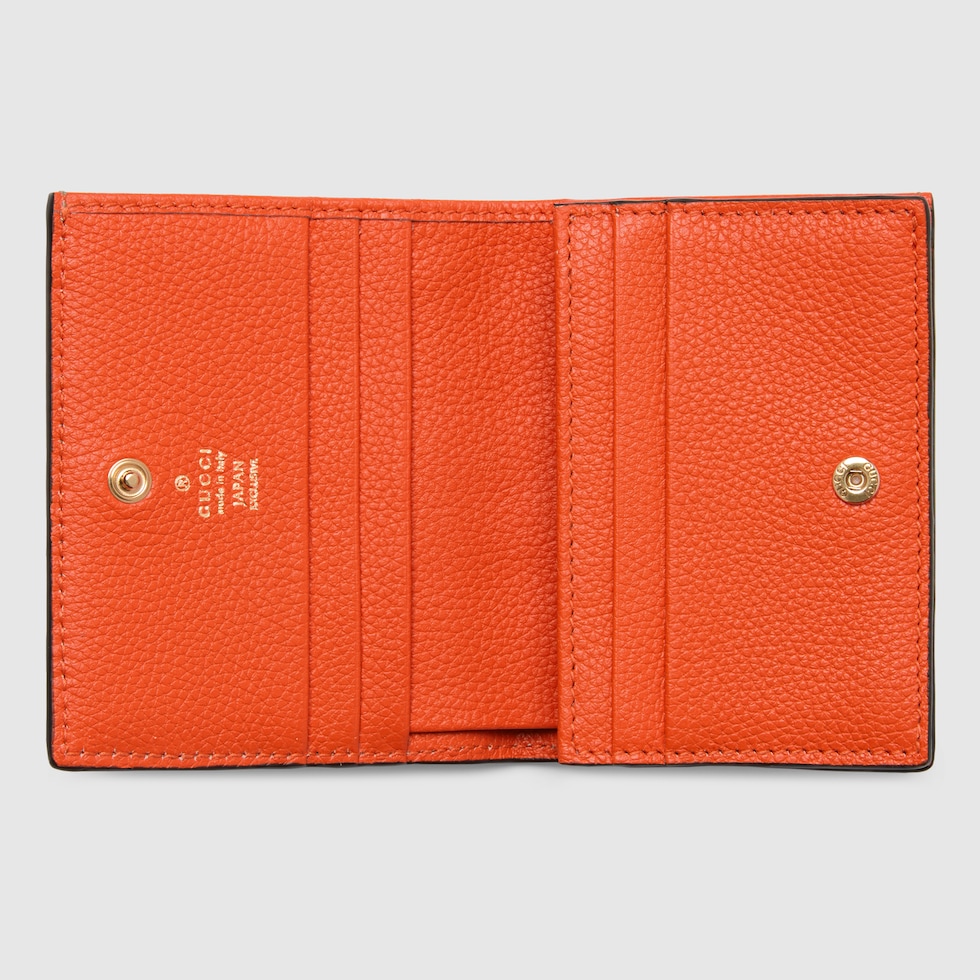GUCCI グッチレザー製二つ折り財布 オレンジ/ベージュ オンライン限定 ダブルG バイカラー スモールウォレットベージュ