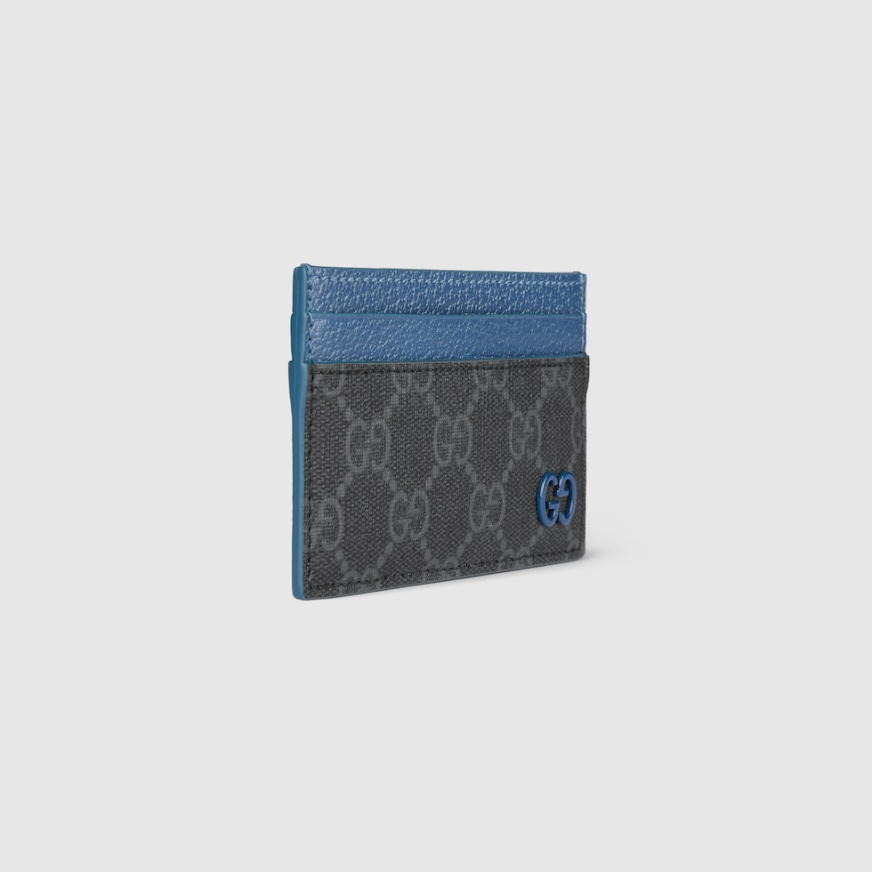 Blue trim GG card case in black Supreme | GUCCI® US
