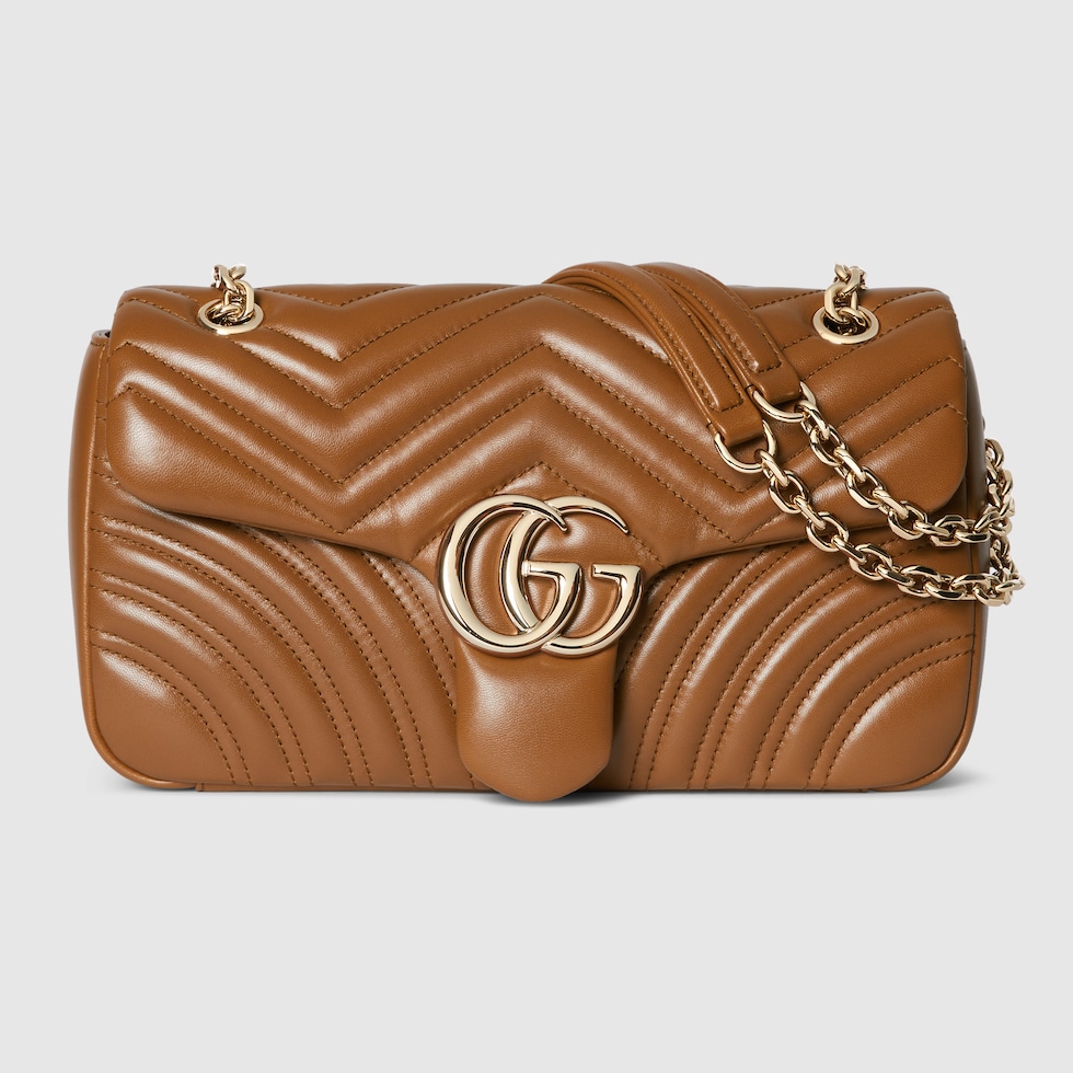 Borsa a spalla GG Marmont misura media in pelle marrone | GUCCI� IT
