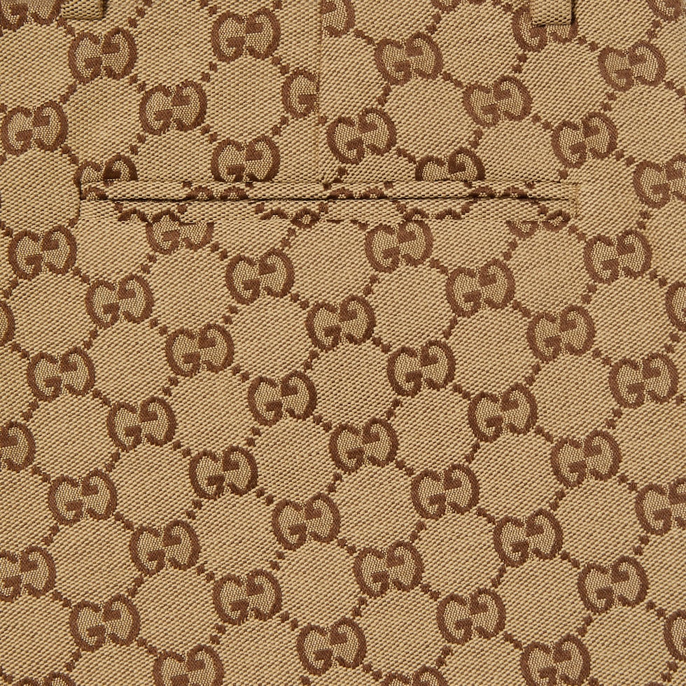 GUCCI レザー トリム付き GG キャンバス ショートパンツ サイズ38 GUCCI レザー トリム付き GG キャンバス ショートパンツ サイズ38