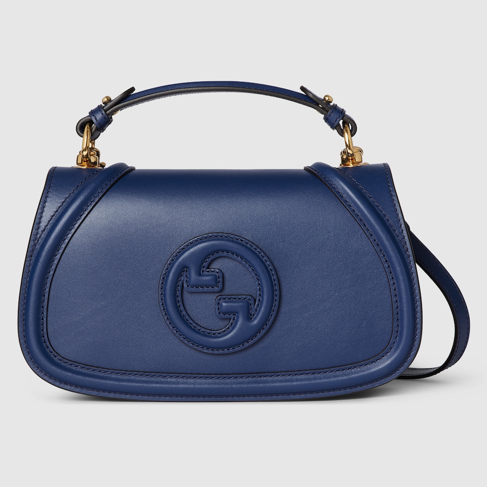 Gucci Blondie medium top handle bag in blue leather | GUCCI UK