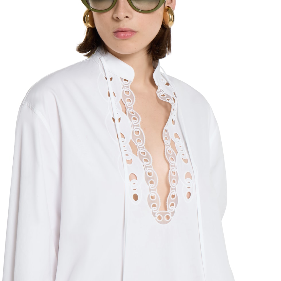 Gucci Women Cotton Poplin With Embroidery Shirt