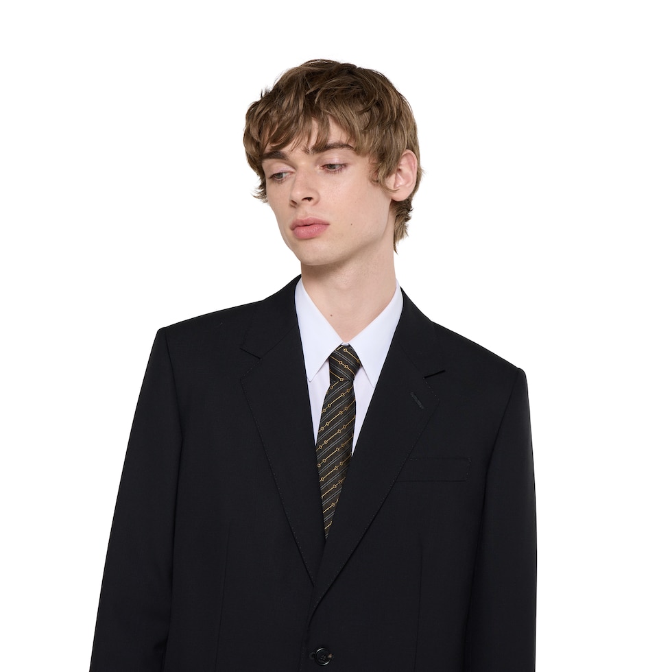 GUCCI シルク ストライプネクタイ 黒 GUCCI グッチ ネクタイ GG 小柄 シルク ブランドネクタイ
