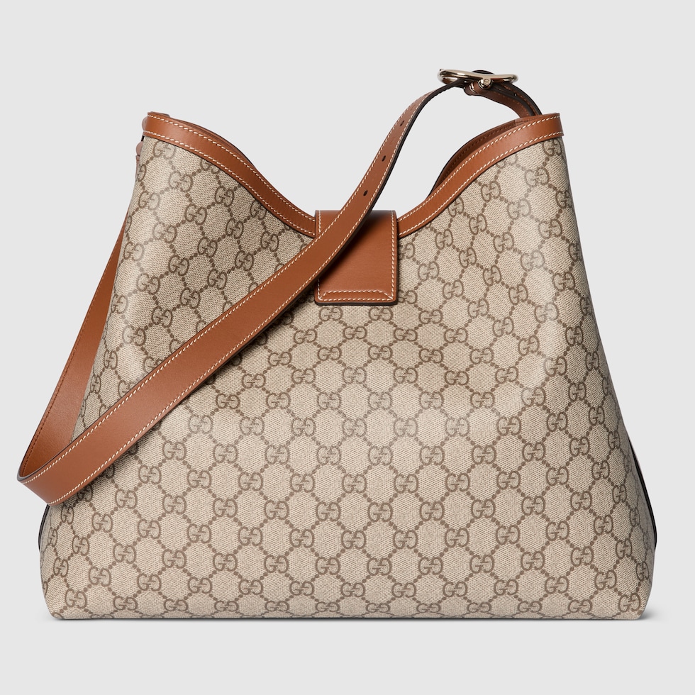 Padlock large shoulder bag in beige and brown GG fabric