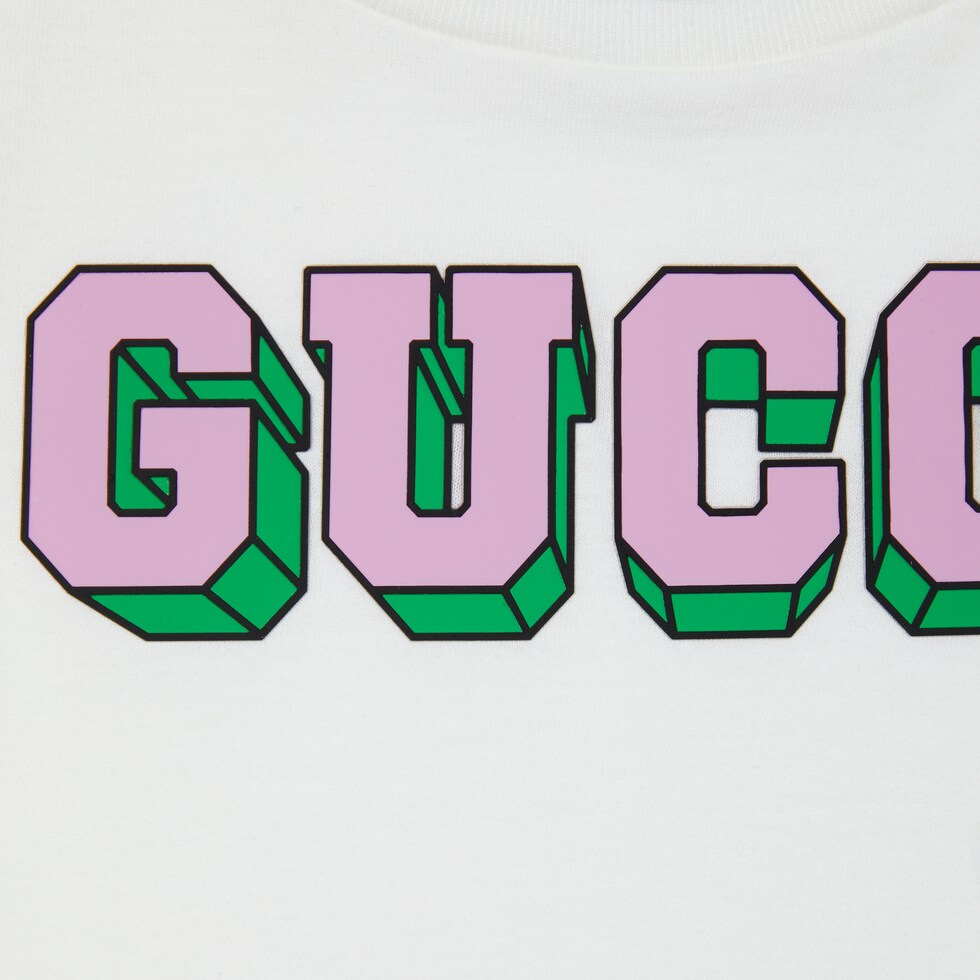 Children's cotton T-shirt with print in white | GUCCI® US