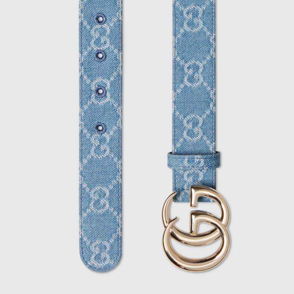 ダブルG ベルト ・ブルー＆ホワイト GGデニム | GUCCI公式