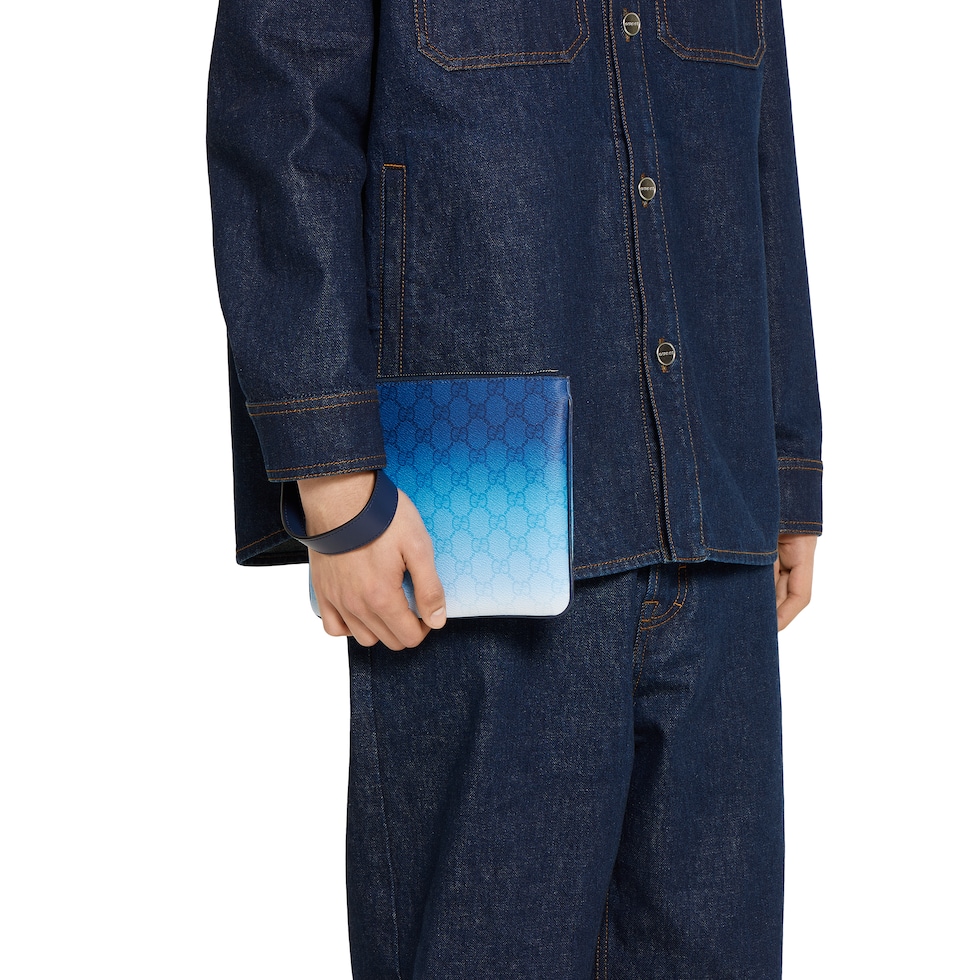 Gucci Chroma small pouch in gradient blue fabric | GUCCI® SI
