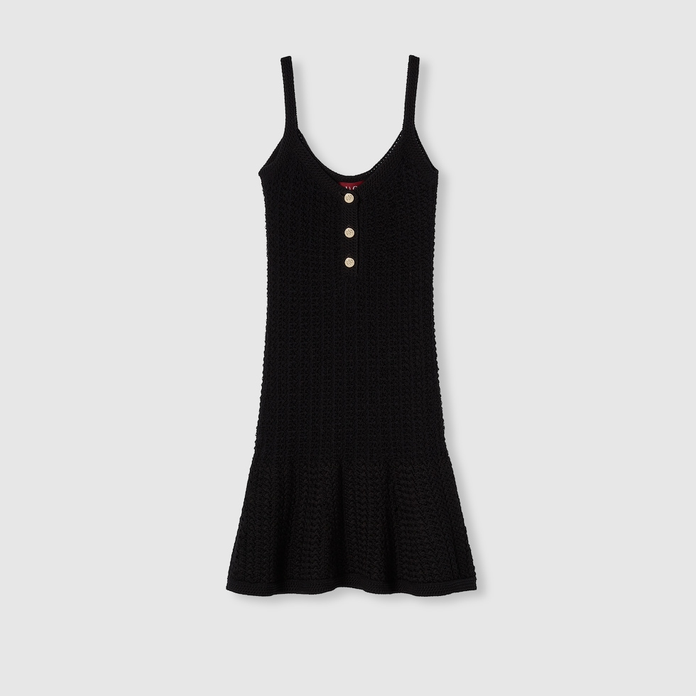 Gucci ブラックニットドレス Stretch cotton knit dress in black | GUCCI® US