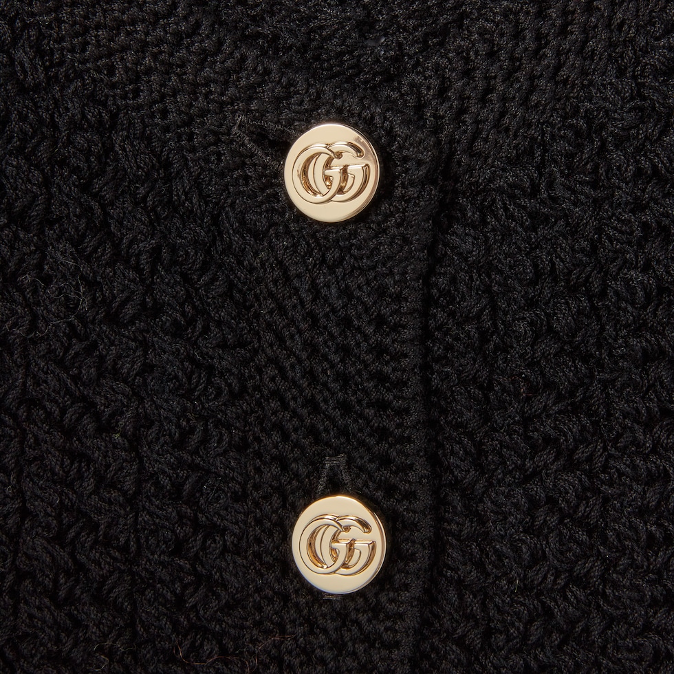 Gucci ブラックニットドレス Stretch cotton knit dress in black | GUCCI® US