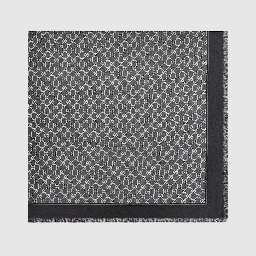 Laminated GG wool shawl in black | GUCCI® US