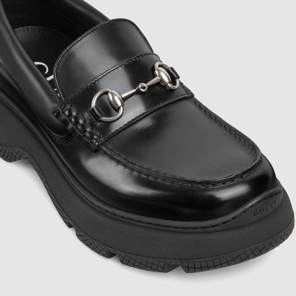 ホースビット付き メンズ ラグソール ローファー ・ブラック