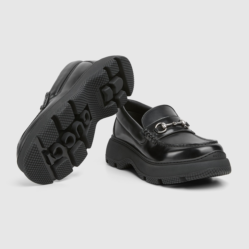 【美品】GUCCI ホースビットローファー ラグソール 黒 9B ホースビット付き メンズ ラグソール ローファー ・ブラック
