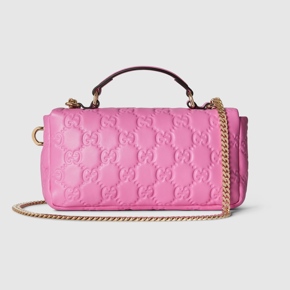 GG Milano small top handle bag in pink GG leather | GUCCI® LU
