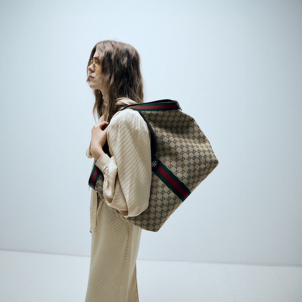 Gucci Giglio Large Tote Bag In Beige And Brown Gg Canvas Gucci Us Gucci Giglio Large Tote Bag In Beige And Brown Gg Canvas Gucci Us