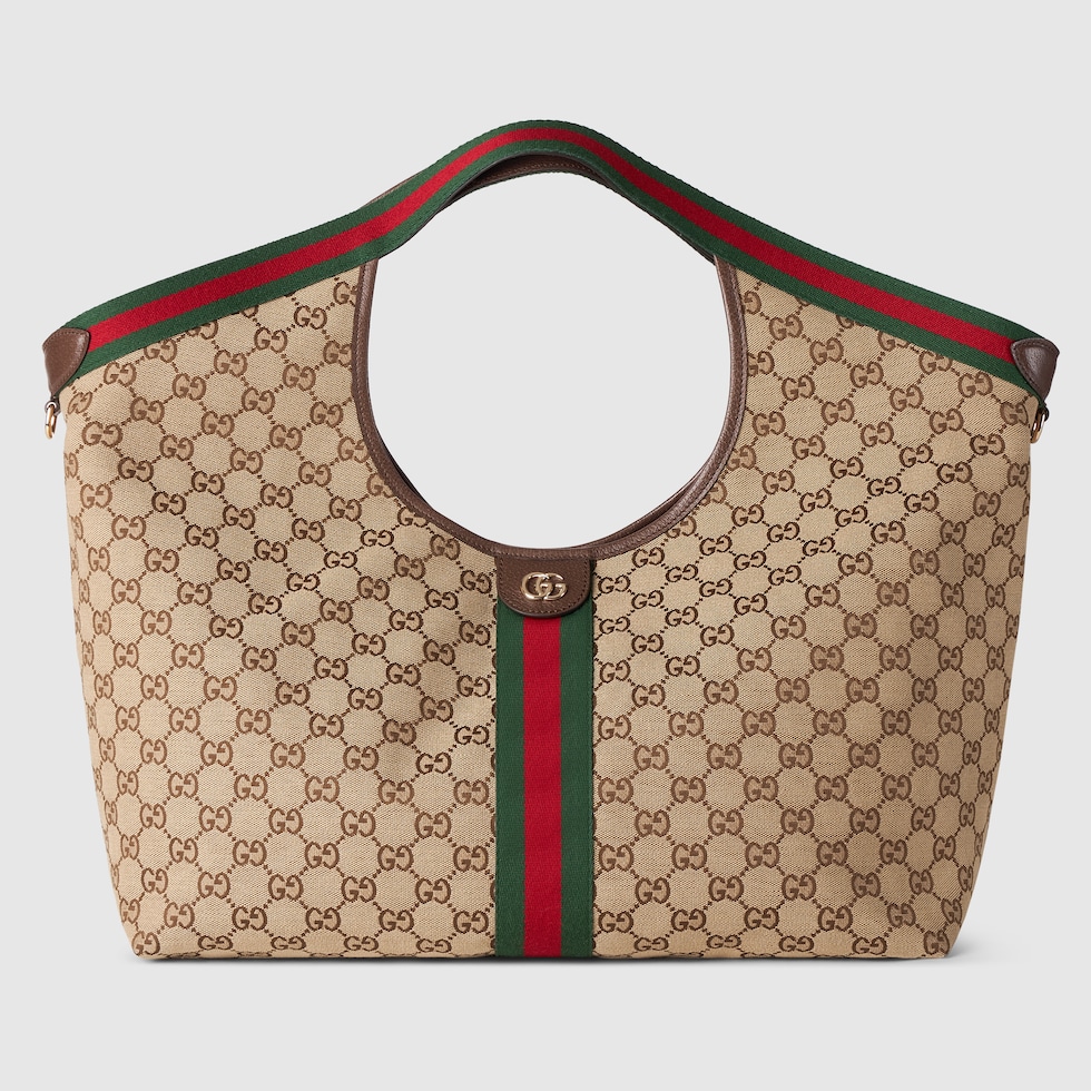 Gucci Giglio large tote bag in beige and brown GG canvas