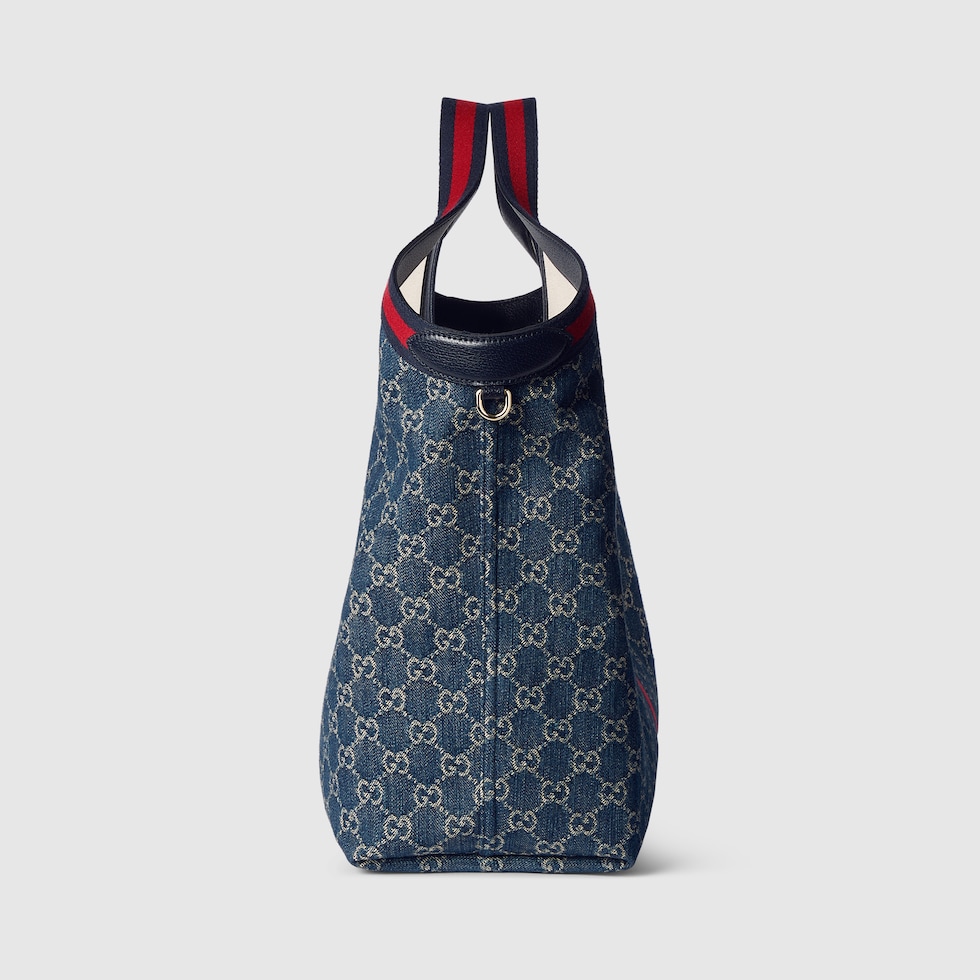 Gucci Giglio large tote bag in blue and white GG denim