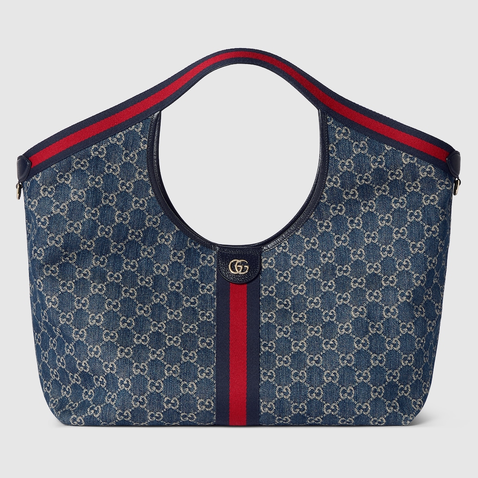 Gucci Giglio large tote bag in blue and white GG denim
