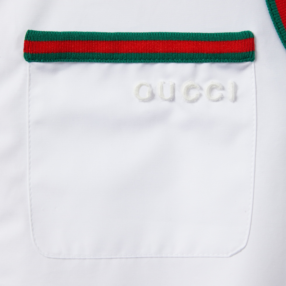 Cotton poplin dress with Web in white | GUCCI® US