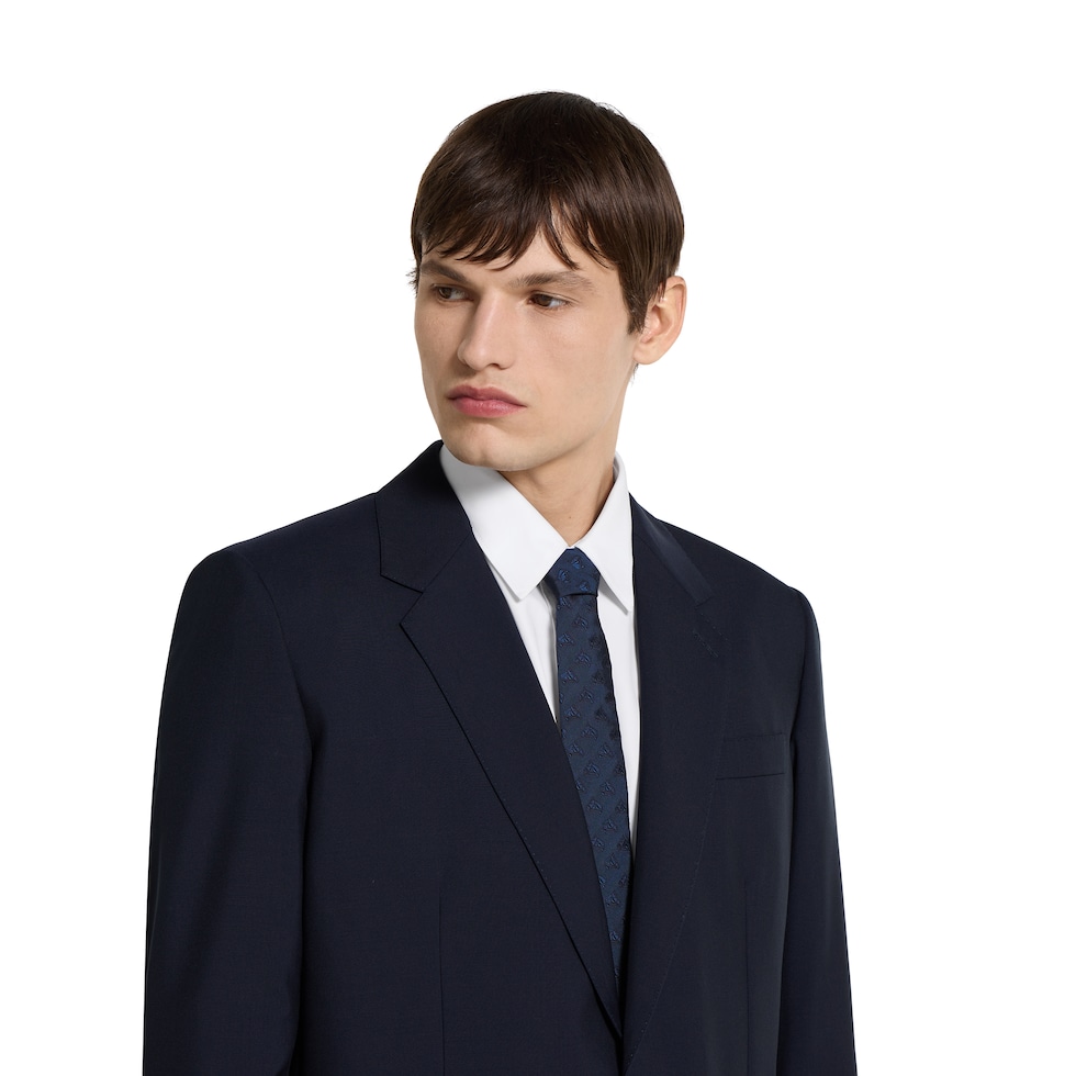 Equestrian silk jacquard tie in blue | GUCCI® US