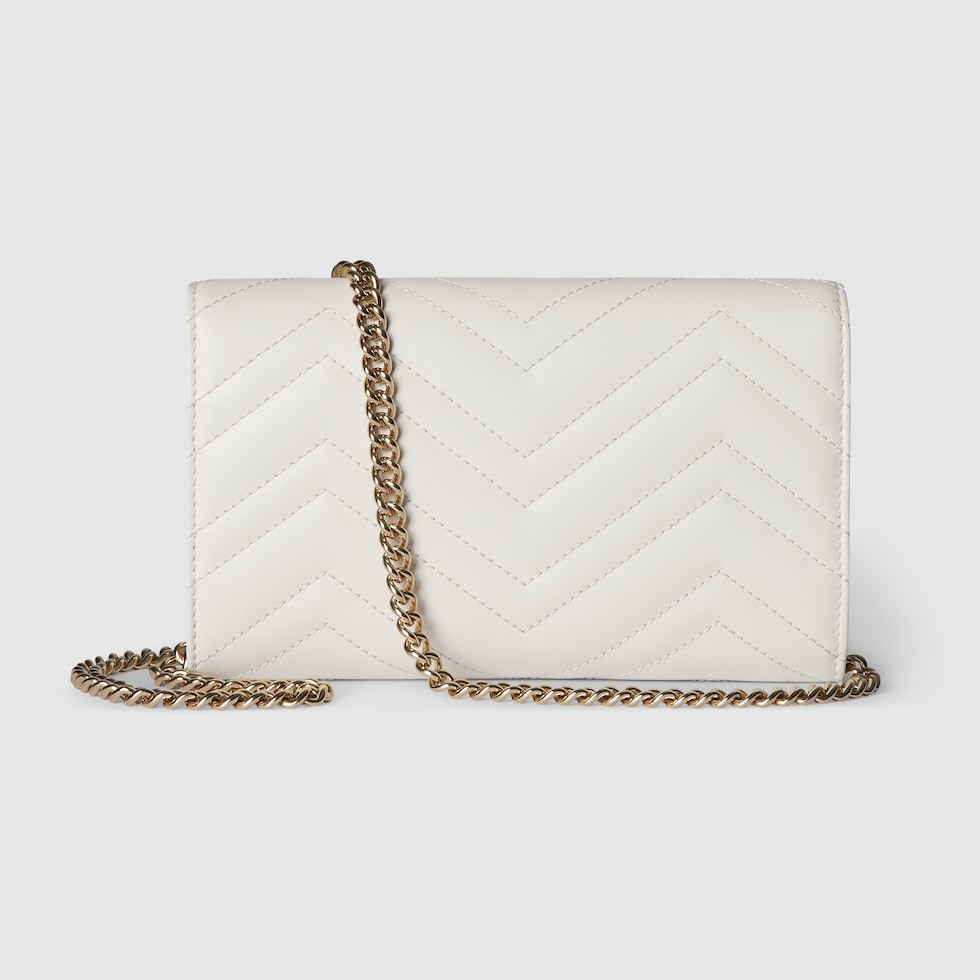 長財布 Gucci White Leather Gg Marmont Wallet GG Marmont wallet on chain in white leather | GUCCI® US