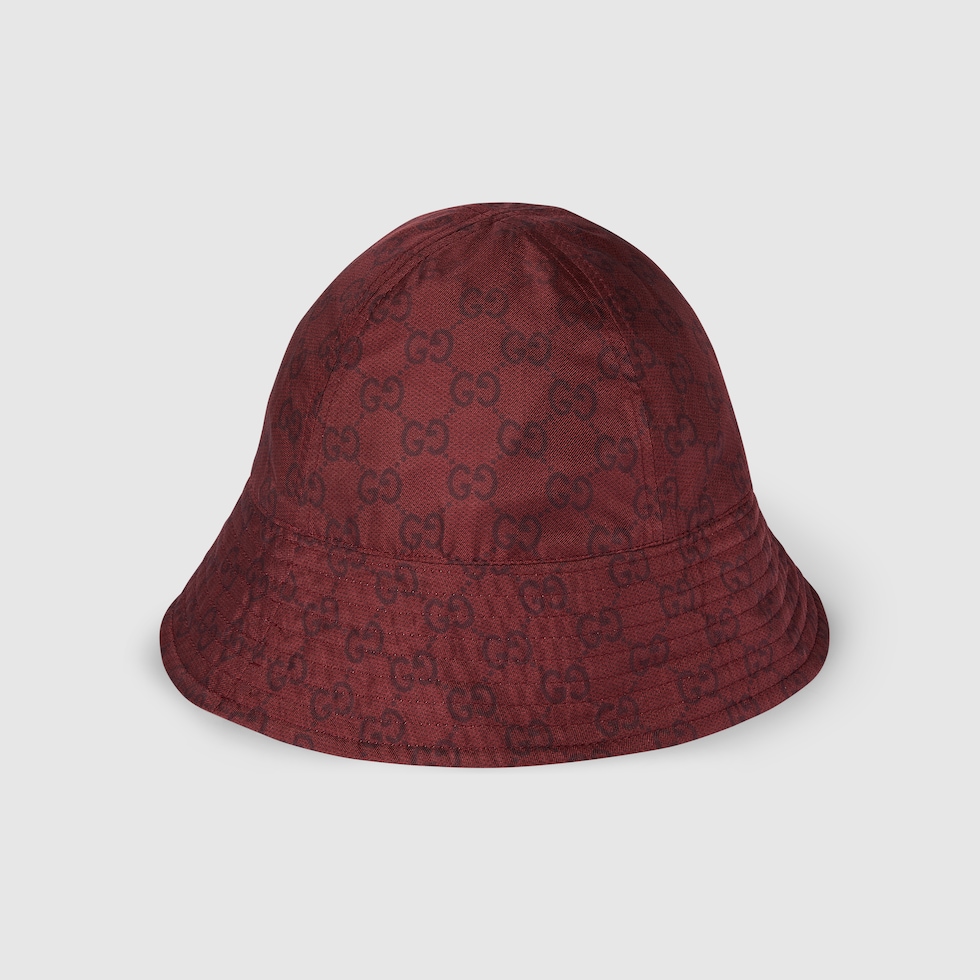 Reversible printed silk bucket hat in white | GUCCI® US