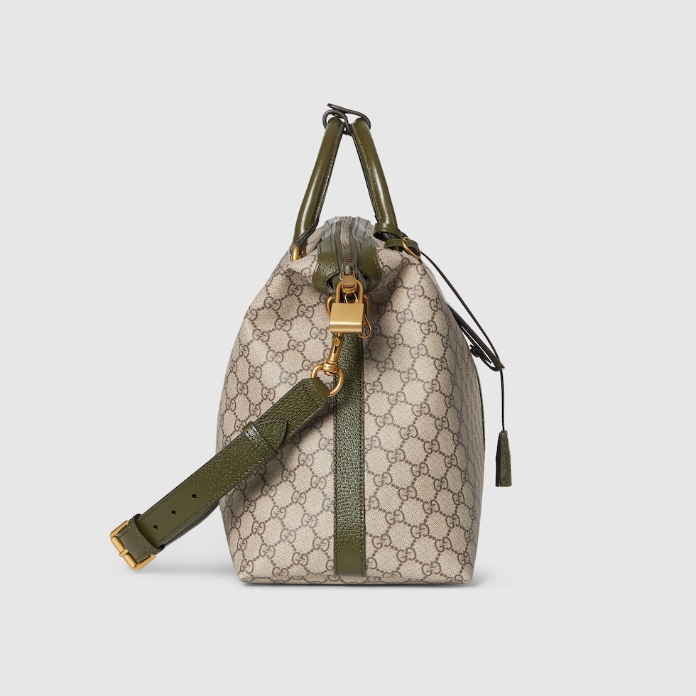 Gucci Savoy medium duffle bag in beige and dark brown fabric