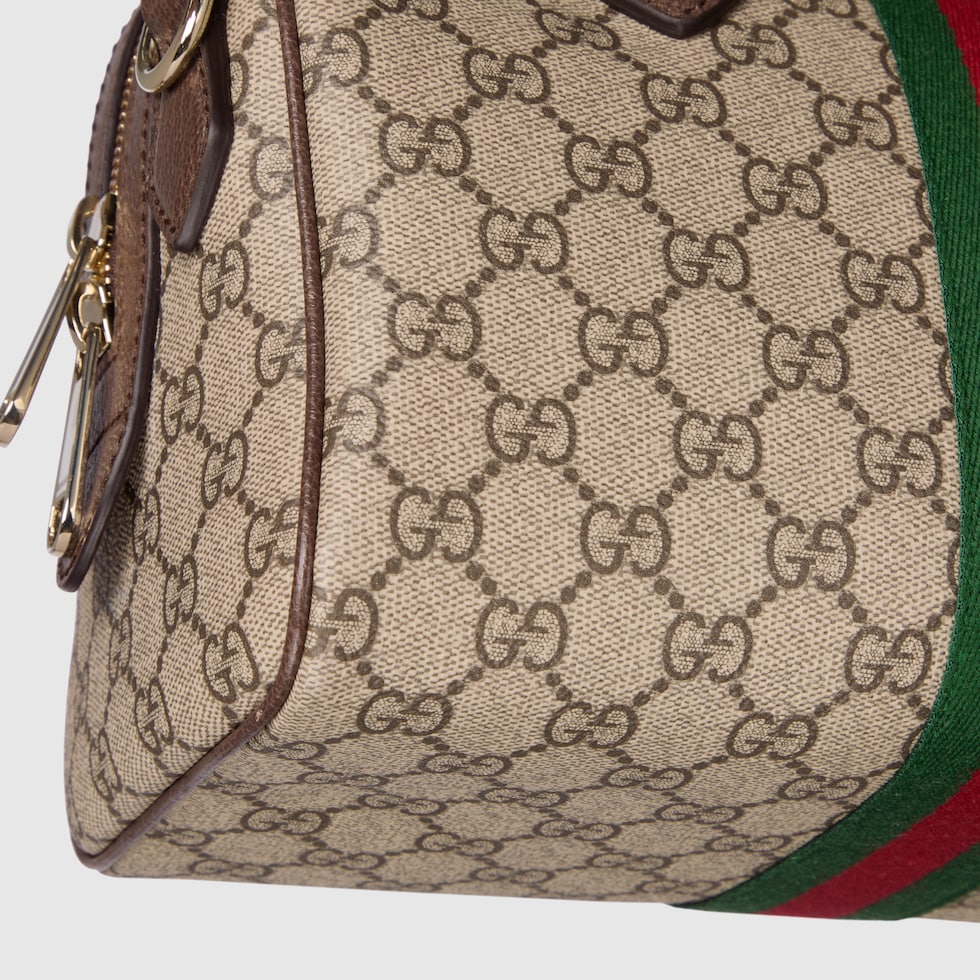 Ophidia medium boston bag in beige and brown GG fabric | GUCCI® US