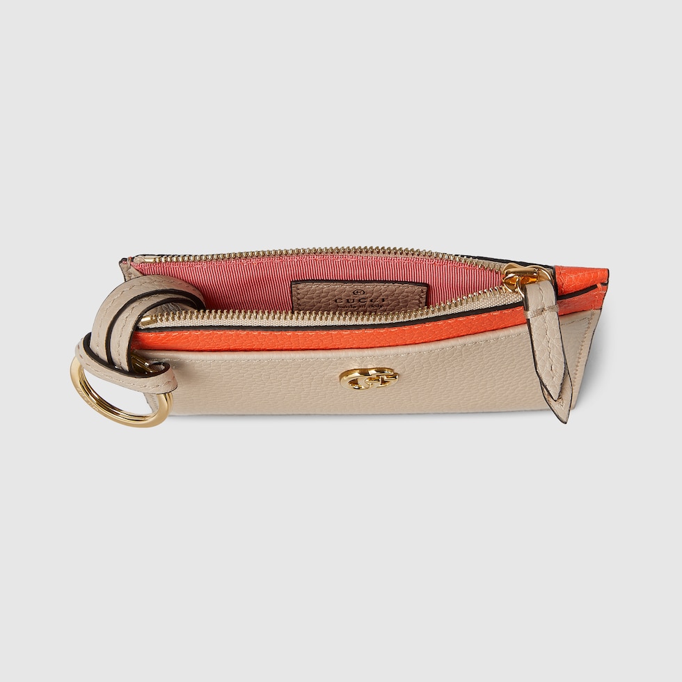 日本限定【GUCCI】日本限定 ダブルG ジップ キーポーチ 日本限定 ダブルG ジップ キーポーチベージュ&オレンジ レザー