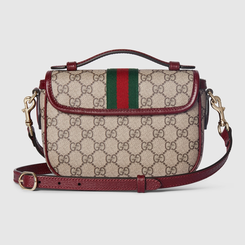 Ophidia small top handle bag in beige and brown GG fabric