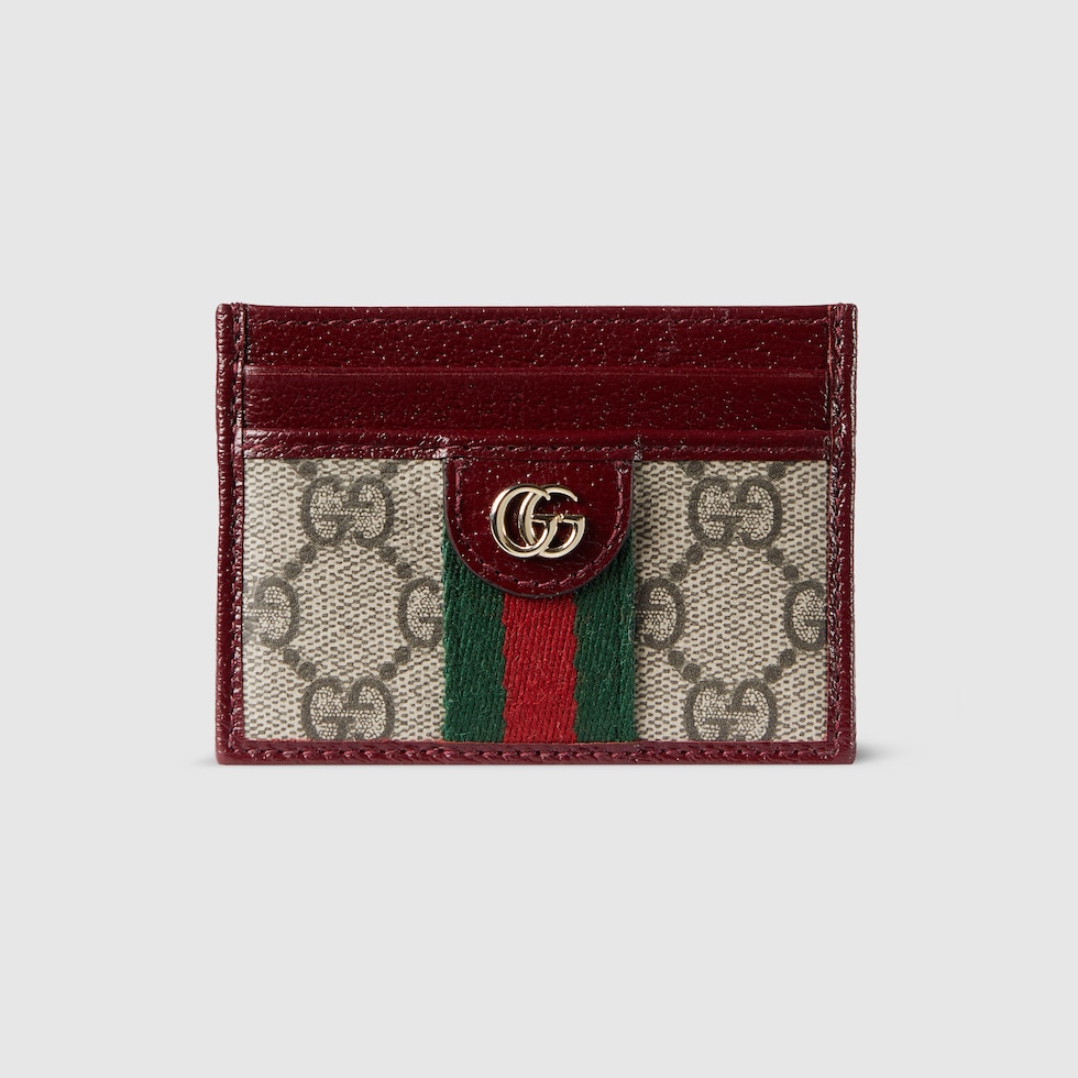 Ophidia card case in beige and brown GG Supreme | GUCCI® US