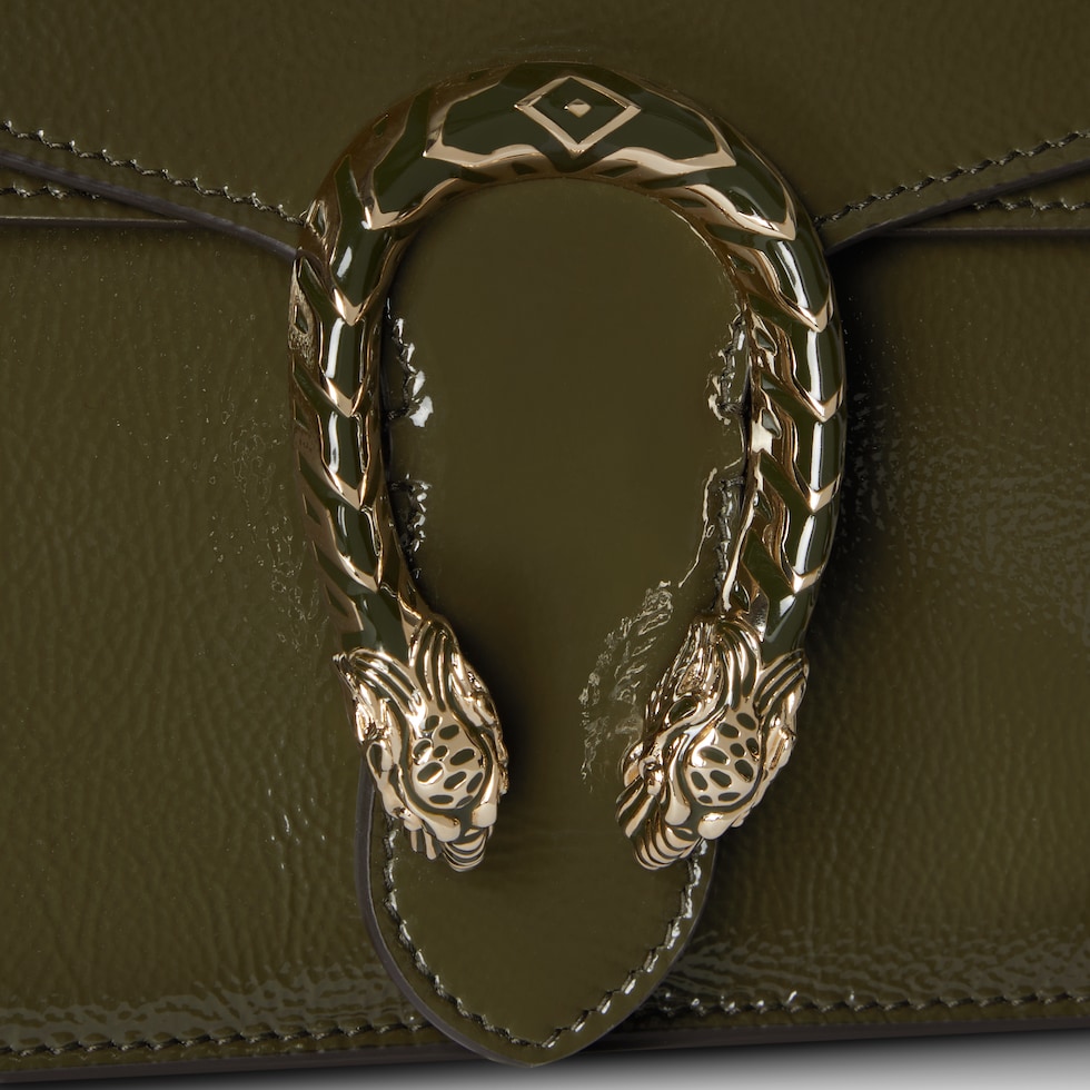 Dionysus medium shoulder bag in forest green patent leather