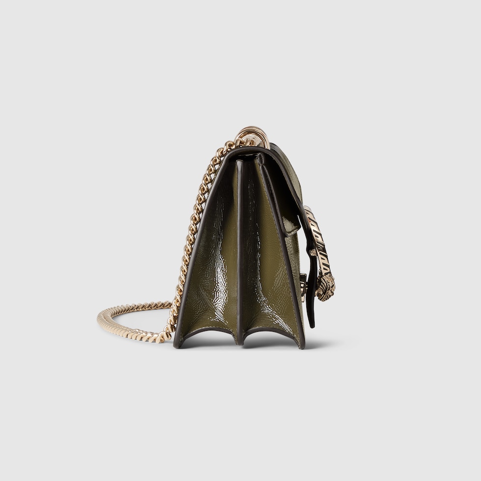 Dionysus medium shoulder bag in forest green patent leather