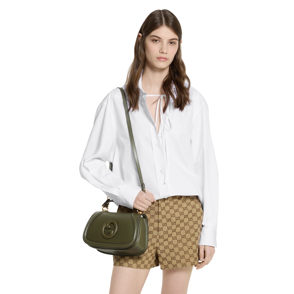 Blondie Medium Top Handle Bag in Forest Green Leather