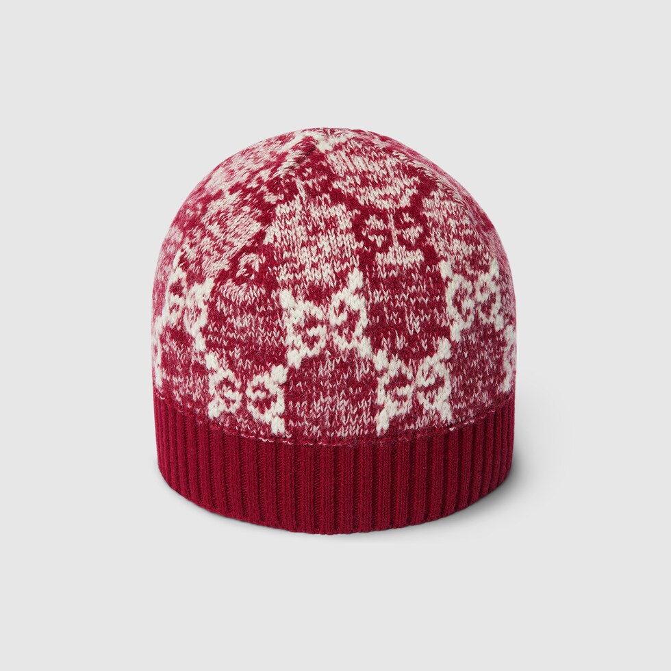 Children's GG wool jacquard hat in bordeaux | GUCCI® US